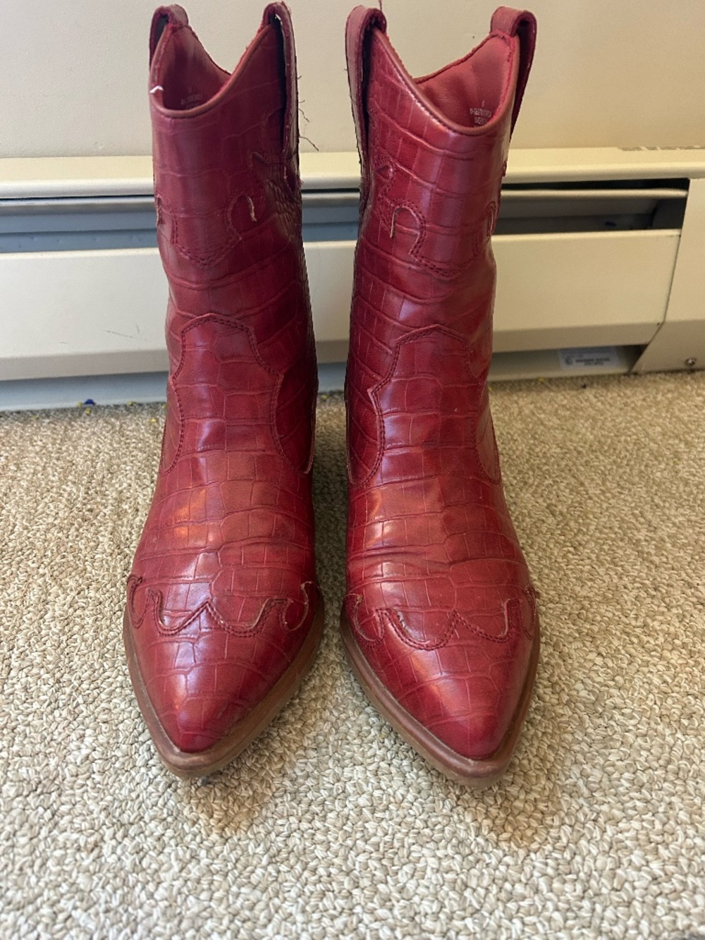 Red Faux crocodile-skin Cowgirl Boots